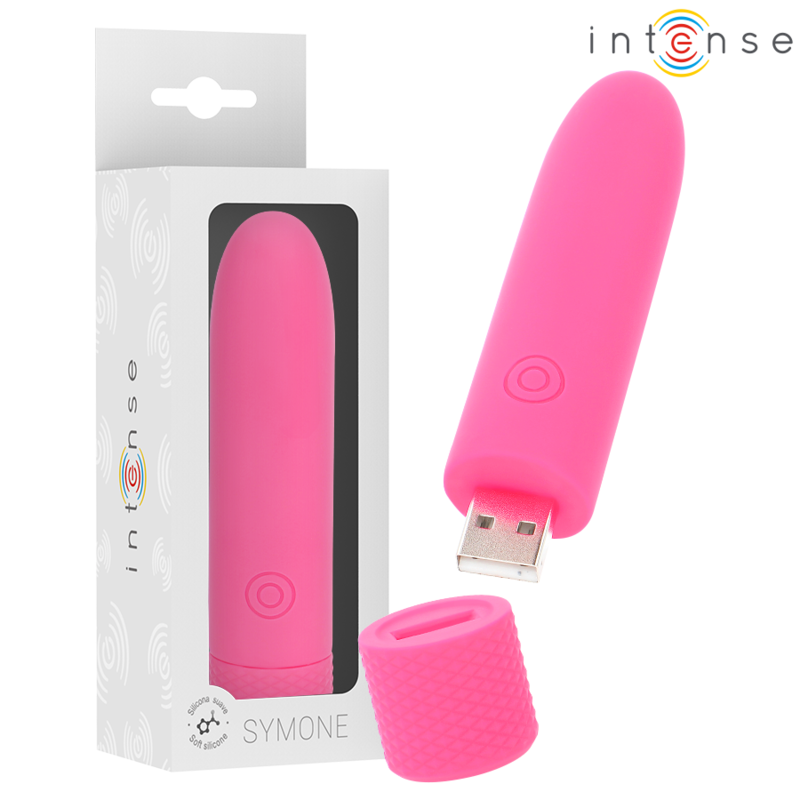  SYMONE BALA VIBRADORA RECARGABLE POR USB 8 VIBRACIONES ROSA 10 X 2.2 CM