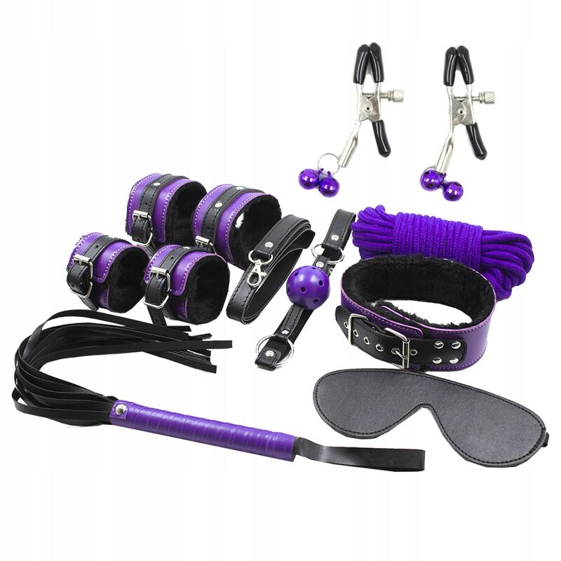  BDSM SET 8PCS LILA / NEGRO