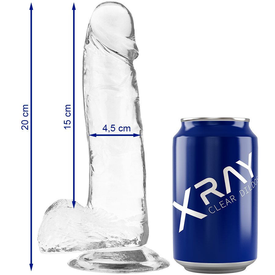 DILDO TRANSPARENTE CON TESTICULOS X-RAY 20 CM